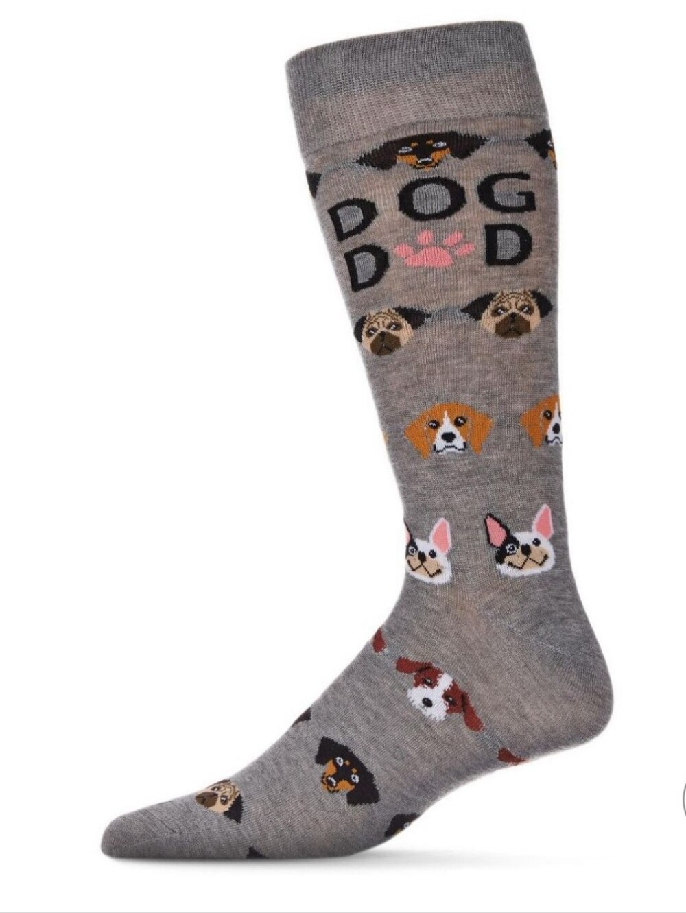 MeMoi Men Dog Pattern Grey Knee-High Socks